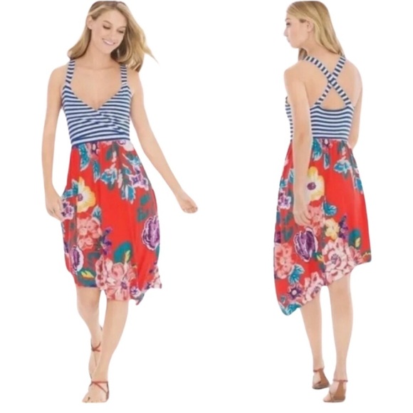 SOMA Angled Hem Sleeveless Dress in Havana Floral Print - Picture 1 of 10